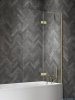 New Trendy Nesta Light Gold parawan nawannowy ze wspornikiem kątowym 100x150 cm prawy złoty połysk/szkło przejrzyste P-0240-WL